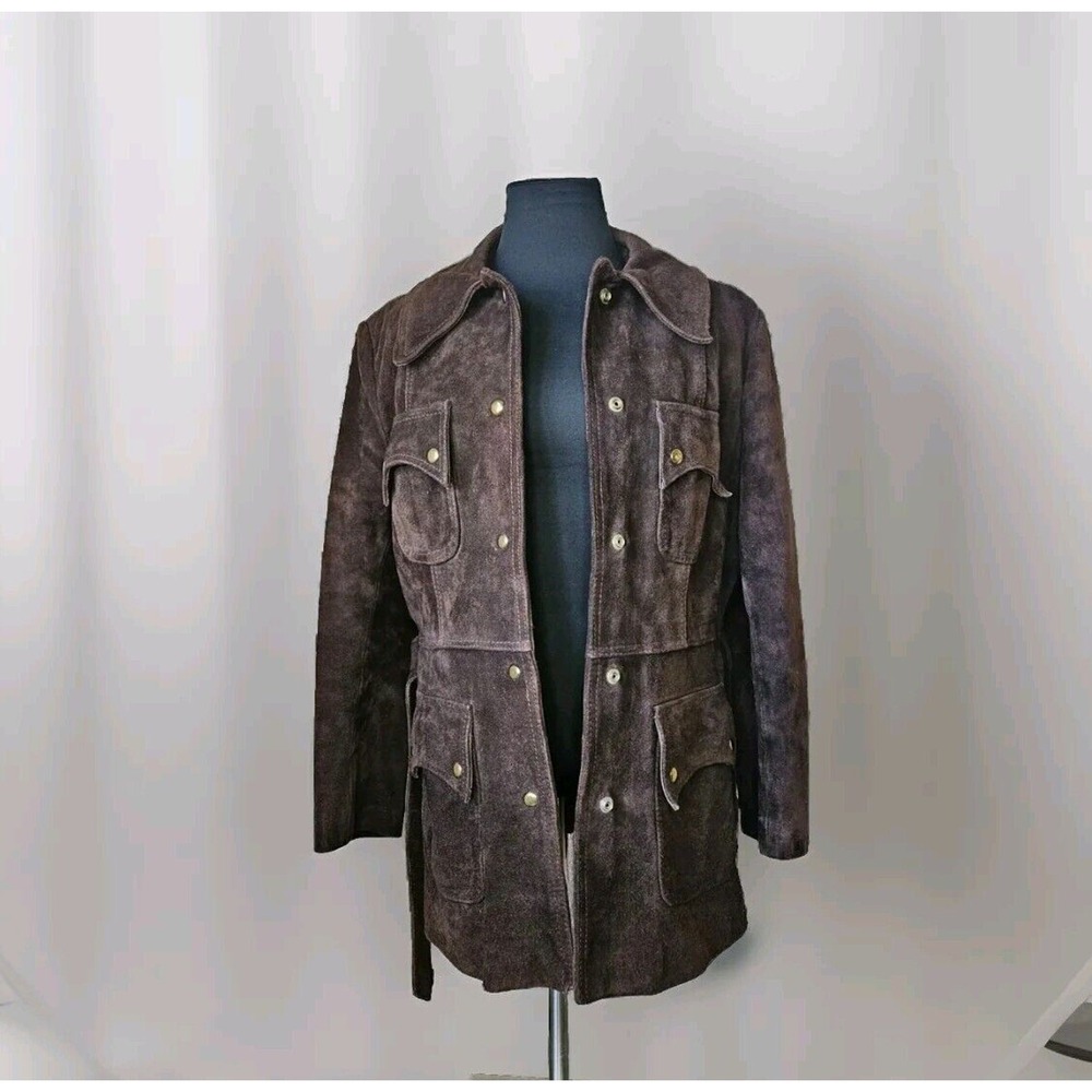 Montgomery Ward suede Heavy leather Sherpa Lined‎ Coat Vintage - Picture 2 of 14